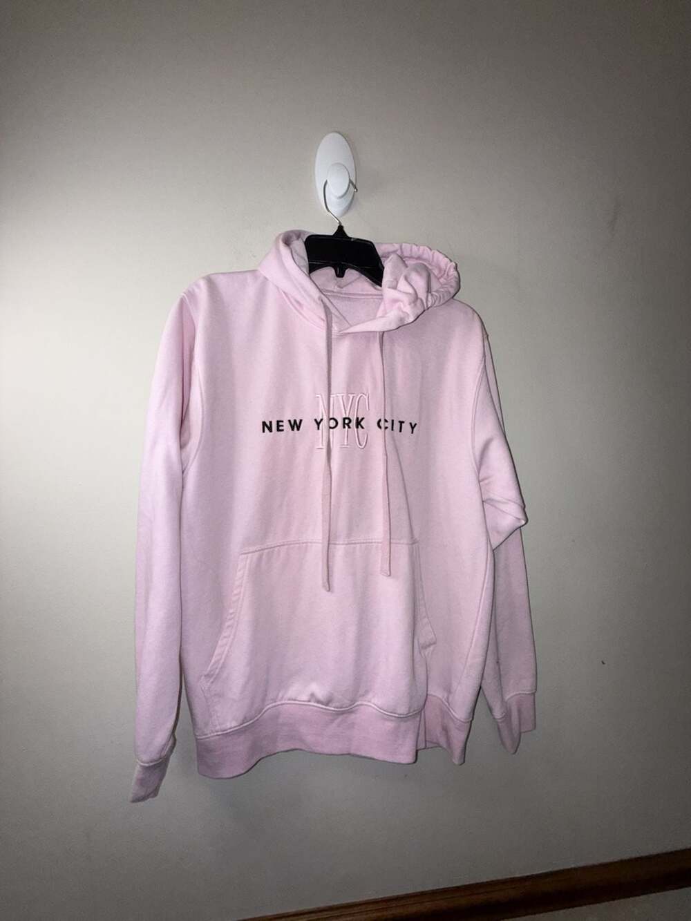 New York City Embroidered Pink Hoodie